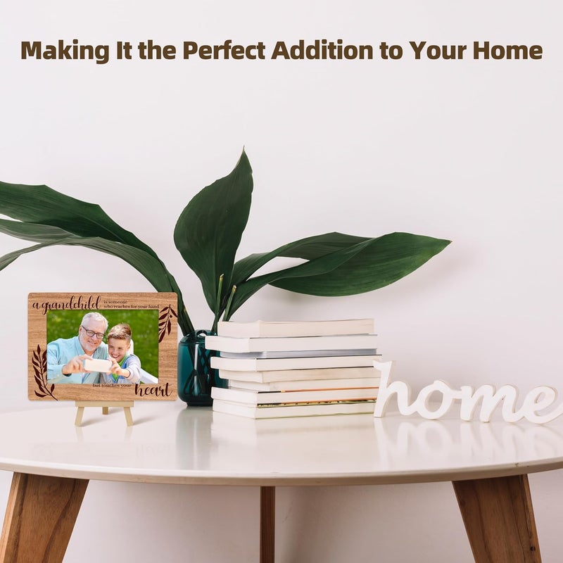 OXRUN Grandparents Picture Frame, Grandchild Wooden Photo Frame with Easel, Display Photo Insert, 4x6 Picture Frame for Tabletop Display - A05 - Image 3